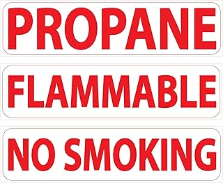 (3 Pack) Propane, Flammable, No Smoking Gas Warning Sticker set- Safety Hazard Decal for Gas Cylinders and Tanks