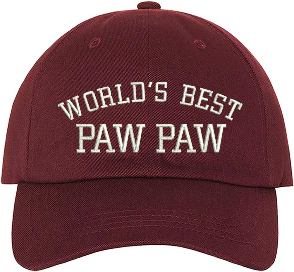 World's Best Paw Paw Embroidered Baseball Hat - Hat's for Dad, Grandpa Baseball Cap, Dad Hat, Grandpa Hat