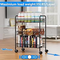 Vista 4 de OVICAR Mesh Wire 3 Tier Rolling Cart, Kitchen Storage Utility Cart, Multifunction Basket Stand for Bathroom, Full Metal Storage Art Trolley Carts