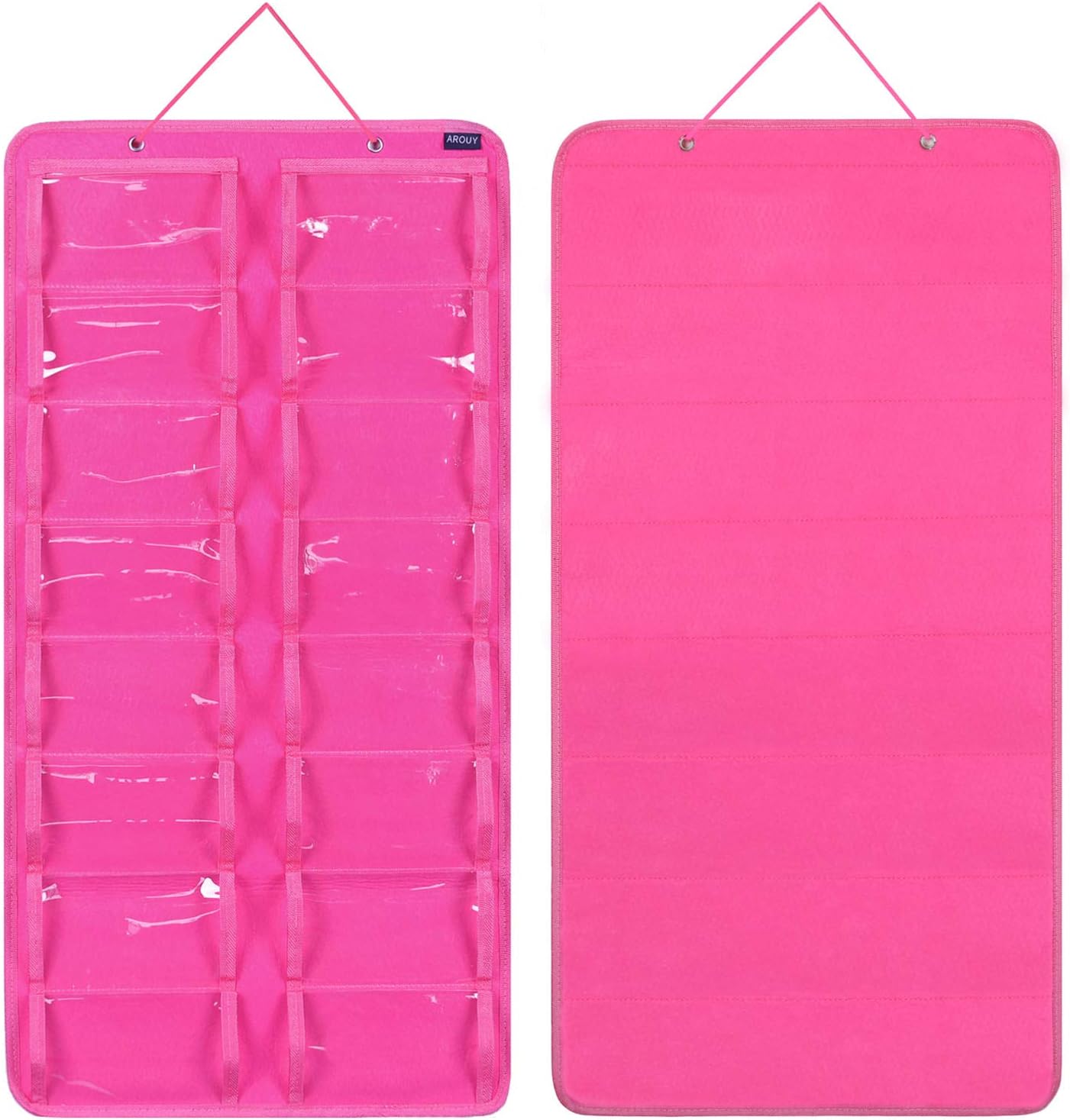 AROUY Sunglasses Organizer Storage, Hanging Dust Proof Wall Pocket Glasses Organizer - 16 Felt Slots Sunglass Organizer Holder with Metal Hook and Sturdy Rope (Dust Proof, Rose) image 5