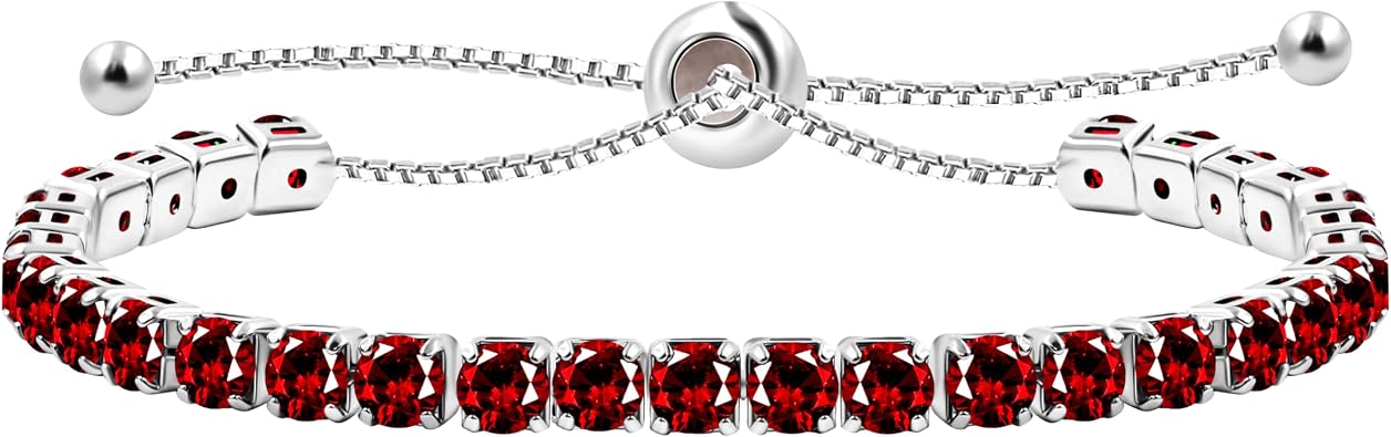 Uloveido Fashion Adjustable Slider Bolo Clasp Tennis Bracelet for Women Hypoallergenic Purple Pink Blue Green Cubic Zirconia Bracelets Gift Y4043