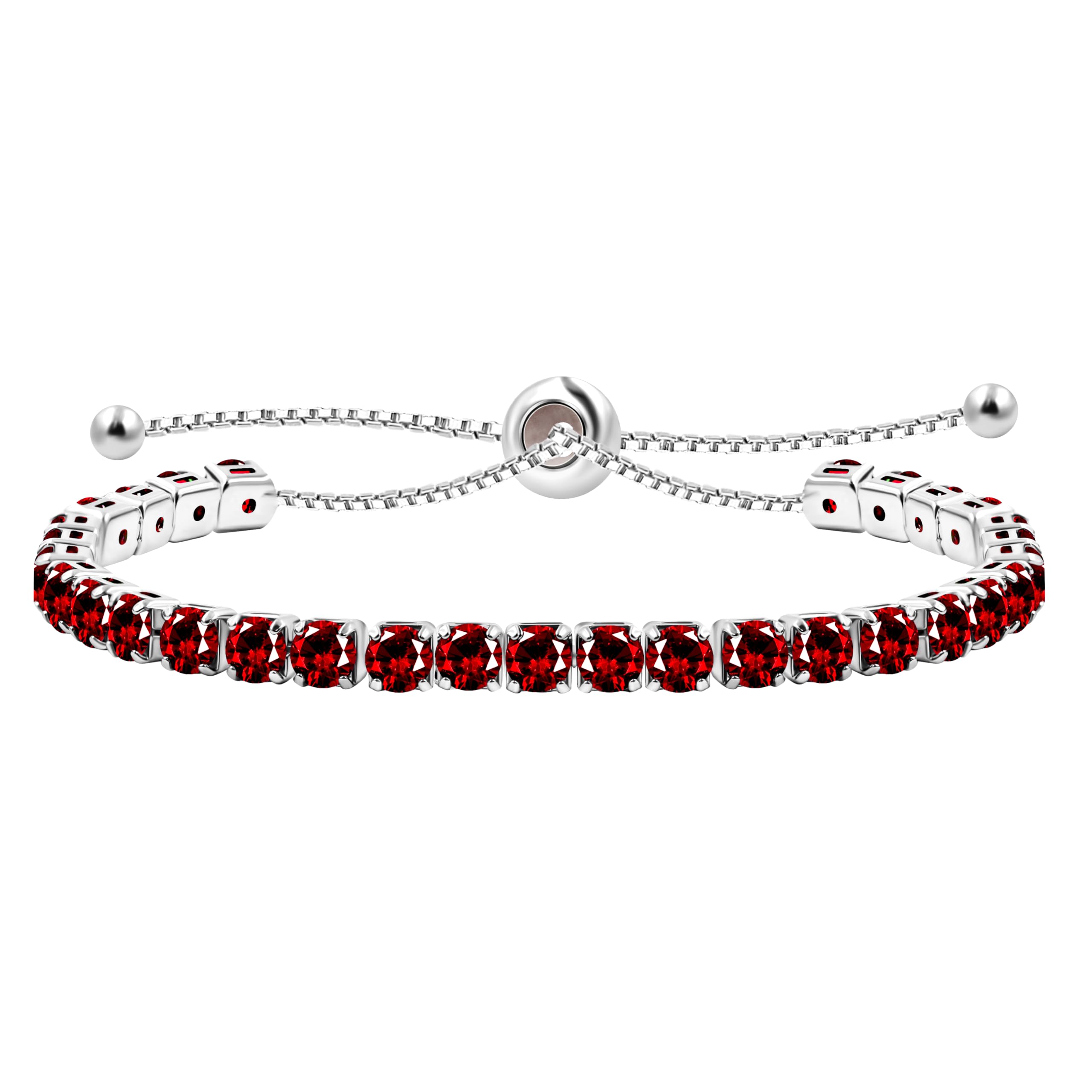 UloveidoFashion Adjustable Slider Bolo Clasp Tennis Bracelet for Girls Women Hypoallergenic Purple Pink Blue Green Cubic Zirconia Bracelets Gift Y4043