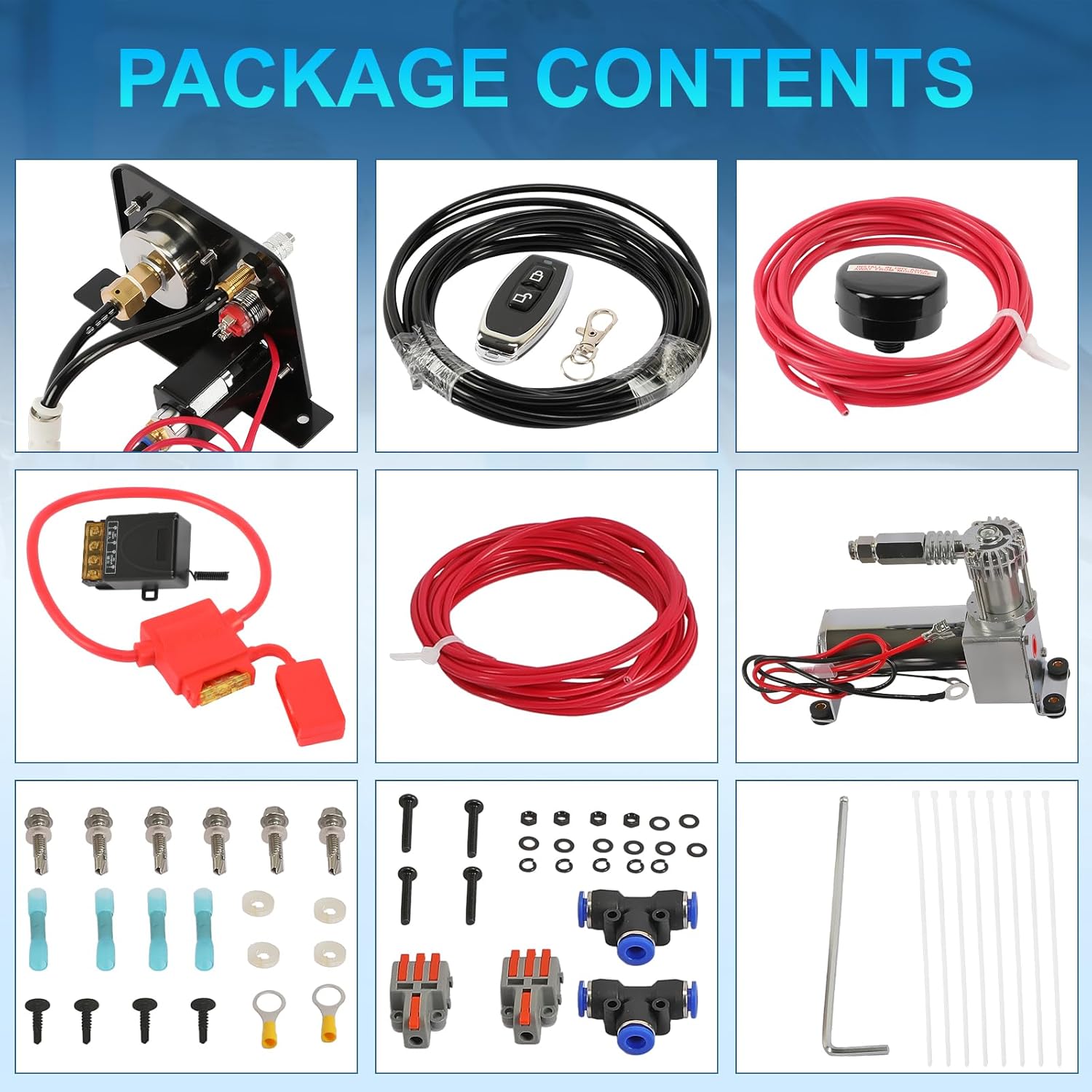 25804 Air Shock Controller Kit, Air Compressor and Pressure Gauge