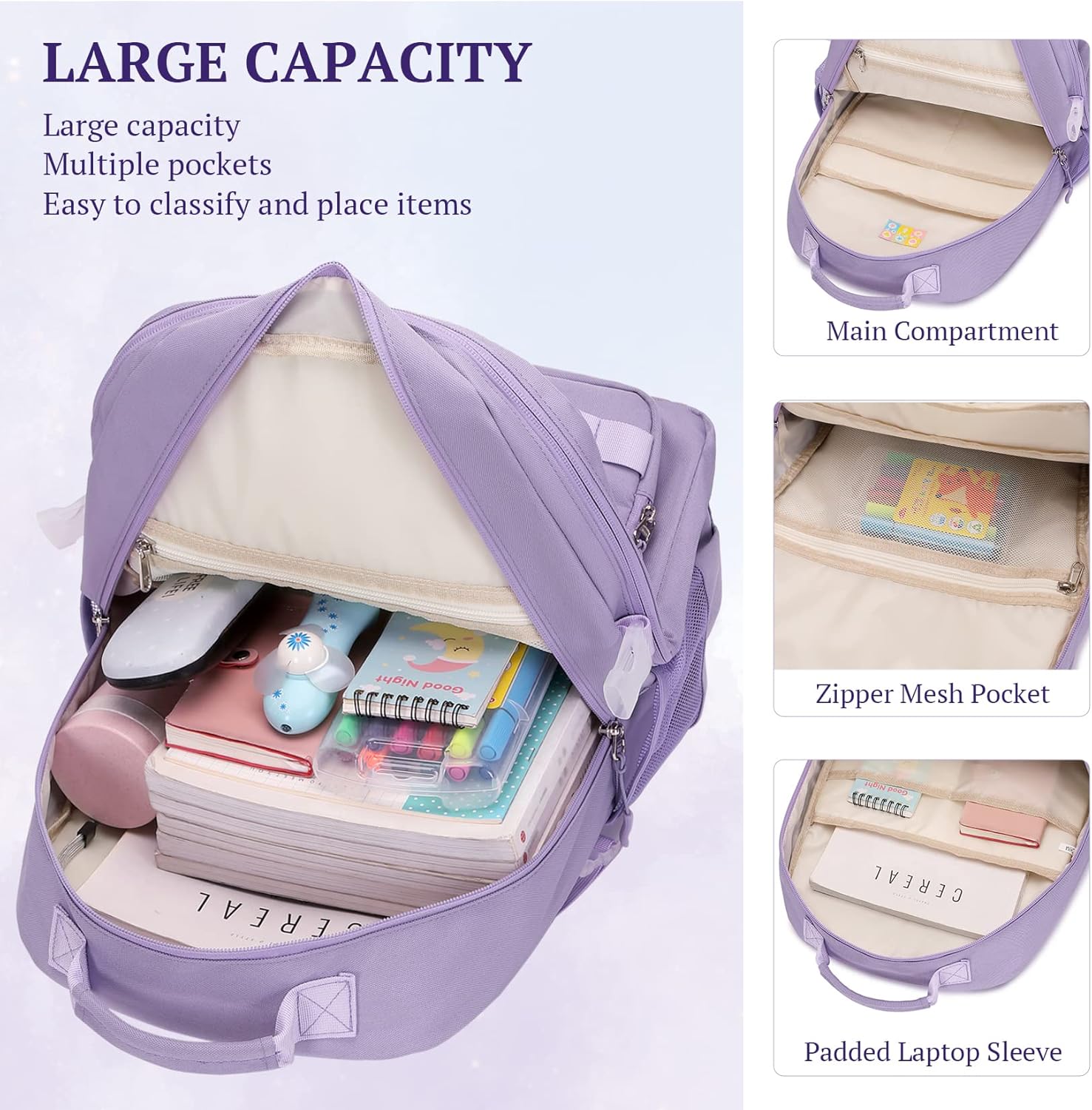 Lanola multi-function Hiking Travel Backpack For Teens Anti-Theft School College Students Bookbag For Women & Girls - Pink