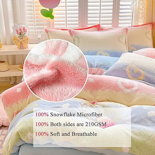 Miniatura 8 de Juego de funda de edredón floral para niños, juego de ropa de cama kawaii, diseño de copos de nieve verde aguacate, funda de edredón esponjosa,