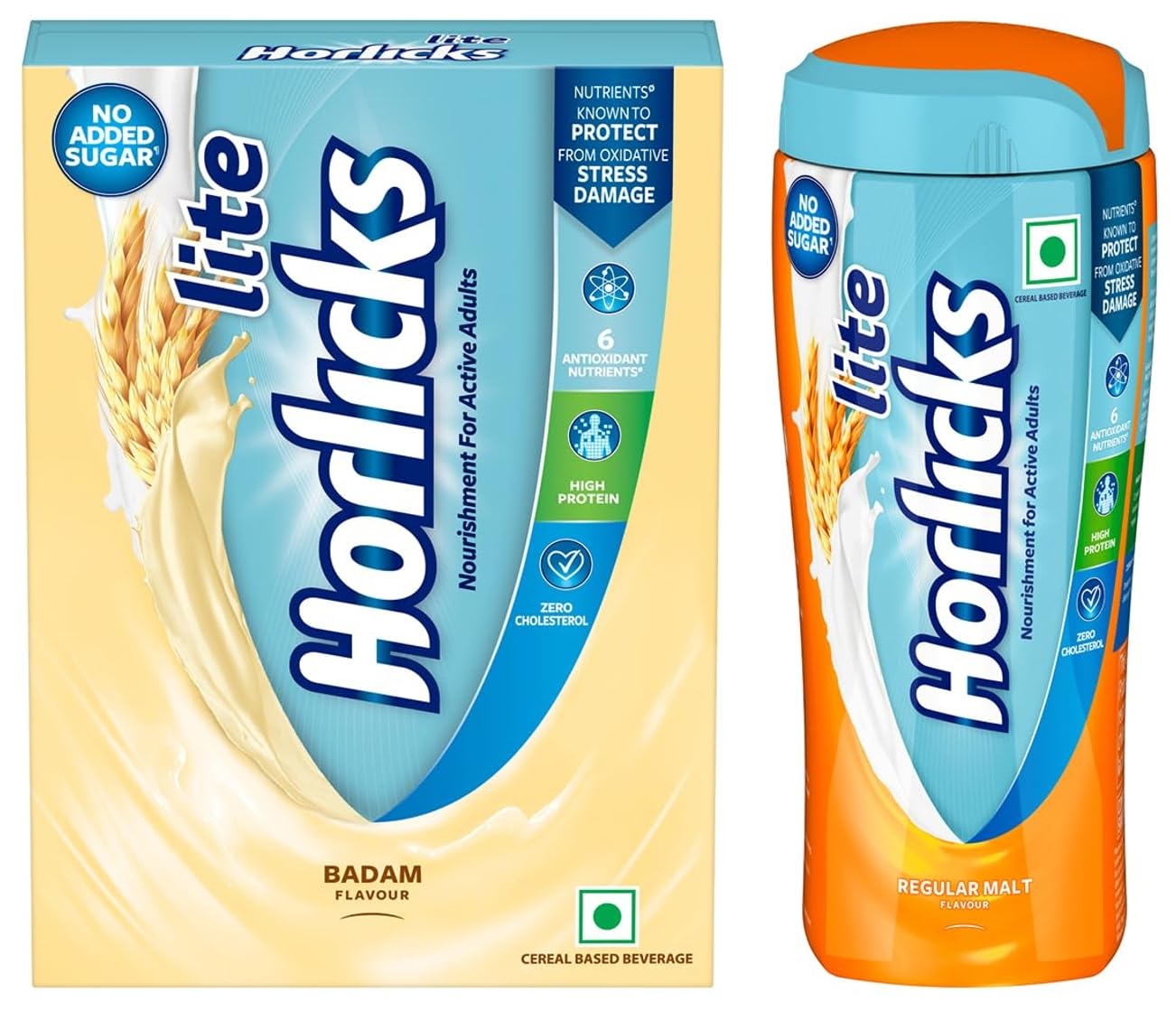 Horlicks Lite Badam Flavour Health & Nutrition Drink, 450g Refill Pack & Horlicks Lite Regular Malt Health & Nutrition Drink, 450g Jar COMBO-image-30