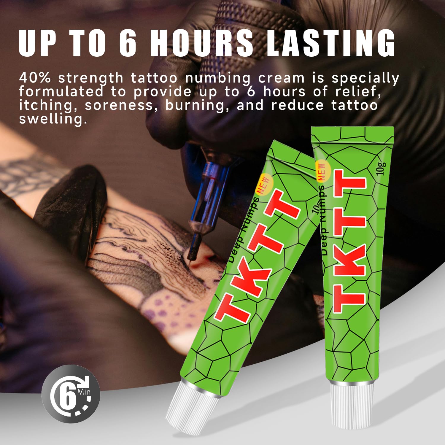 Painless Tattoo Cream - Maximum Strength - Natural Ingredients Extra Strength Tattoo For 4-8 Hours(2pcs *10g) — view 3
