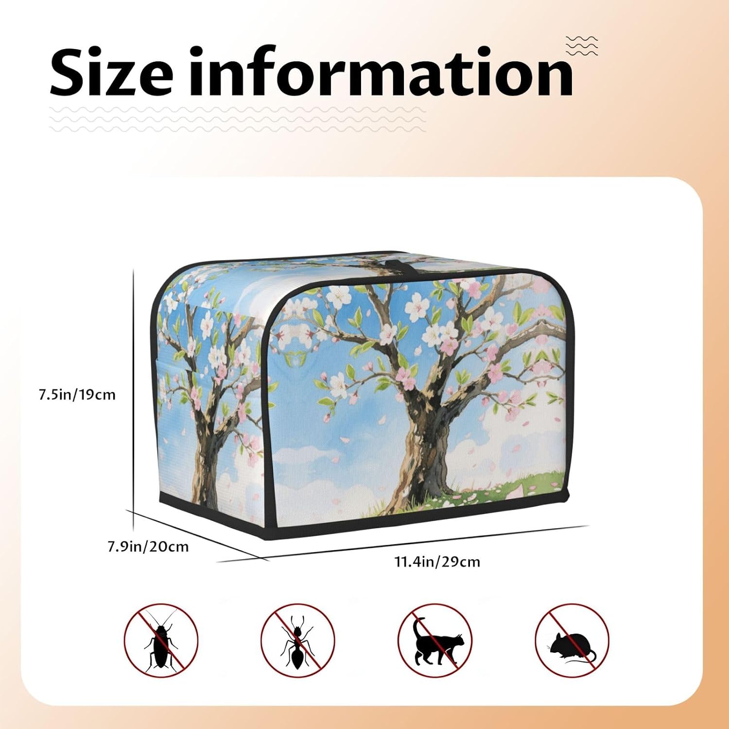 Colorful Watercolor Spring Tree of Life Toaster Cover 2 Slice, Waterproof Bread Machine Covers with Pockets Universal Size Kitchen Small Appliance Cover with Handle, Dust and Fingerprint Protection