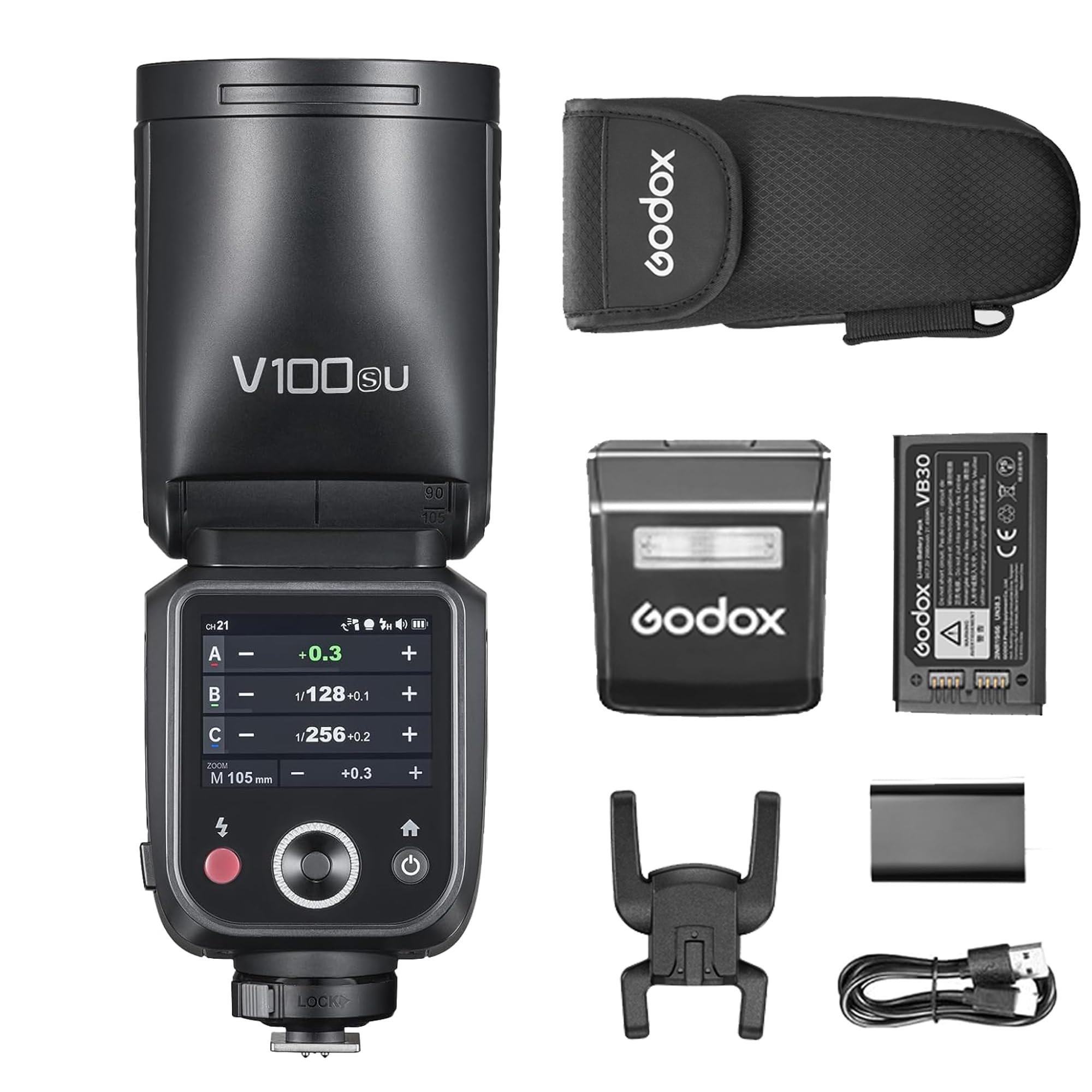 Godox V100-S Camera Flash for Sony,100Ws TTL Round Head Speedlite,400-Full-Power-Flashes,Touch Screen 2.4G Wireless X System for A77II,A99,A77,DSC-RX10,A6000,A7R,A6400,A7RII,A7RIII,A7M3,A9