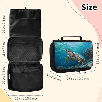 Toiletry Bag, Hanging Travel Bag for Toiletries, Makeup Cosmetic Bag Organizer, Carry-on Travel Accessories Essentials, Green Sea Turtle