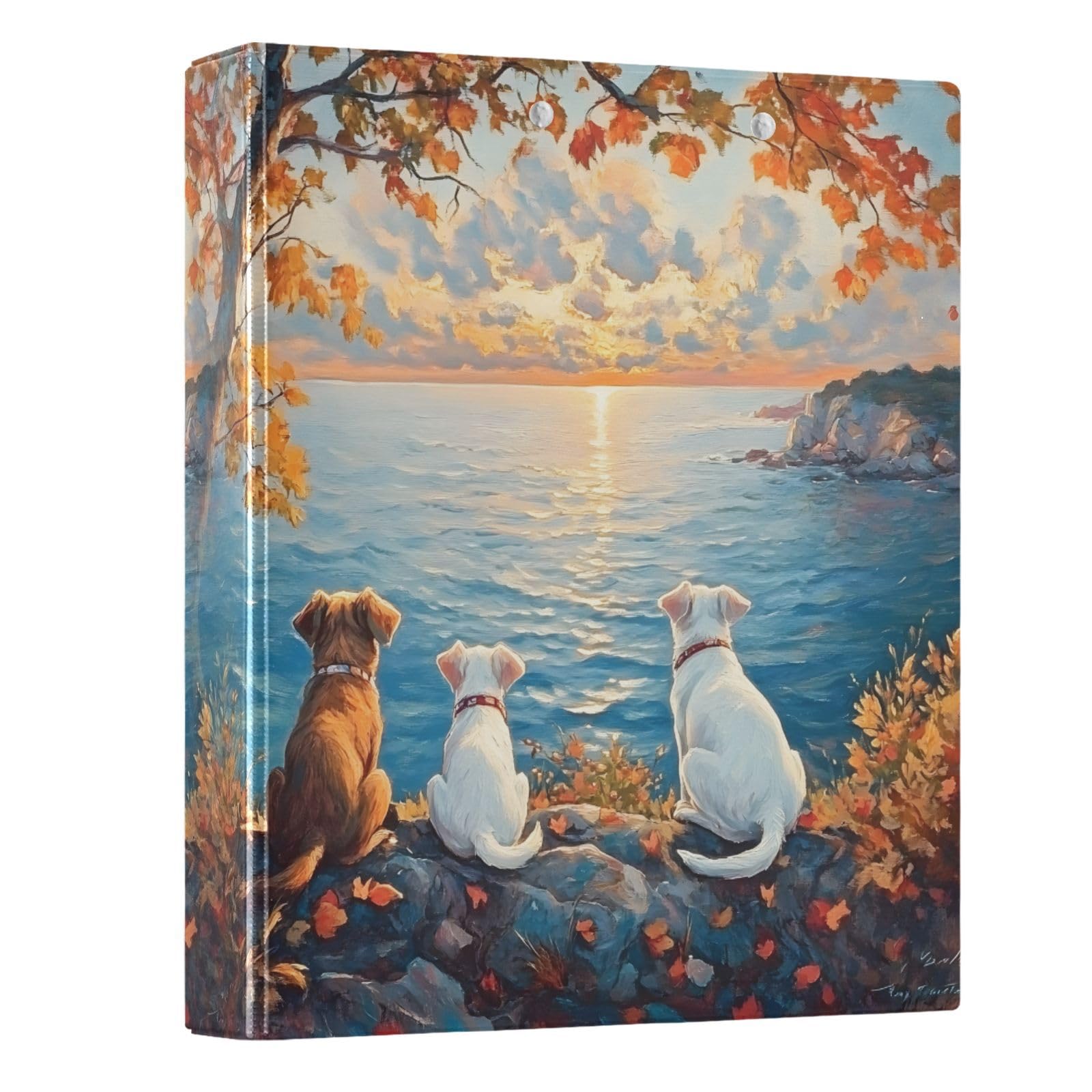3 Ring Binder Funny Three Dogs Sunset 1.5 inch Binders