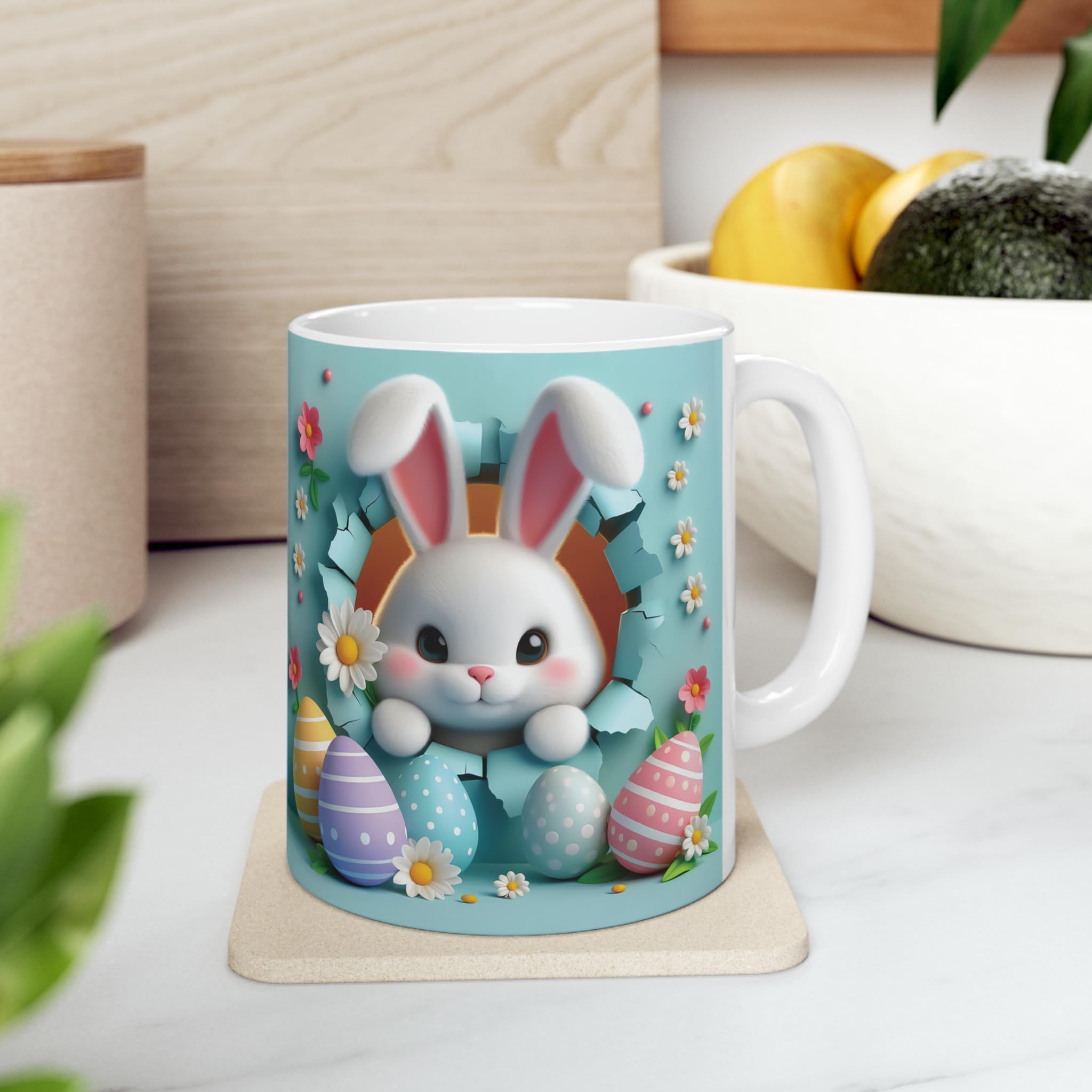 Creative Pixel Store Bunny Blue Print Coffee/Milk Mug | 325ml | Best for Personal Use or Gifting Purpose | Mug for Kids