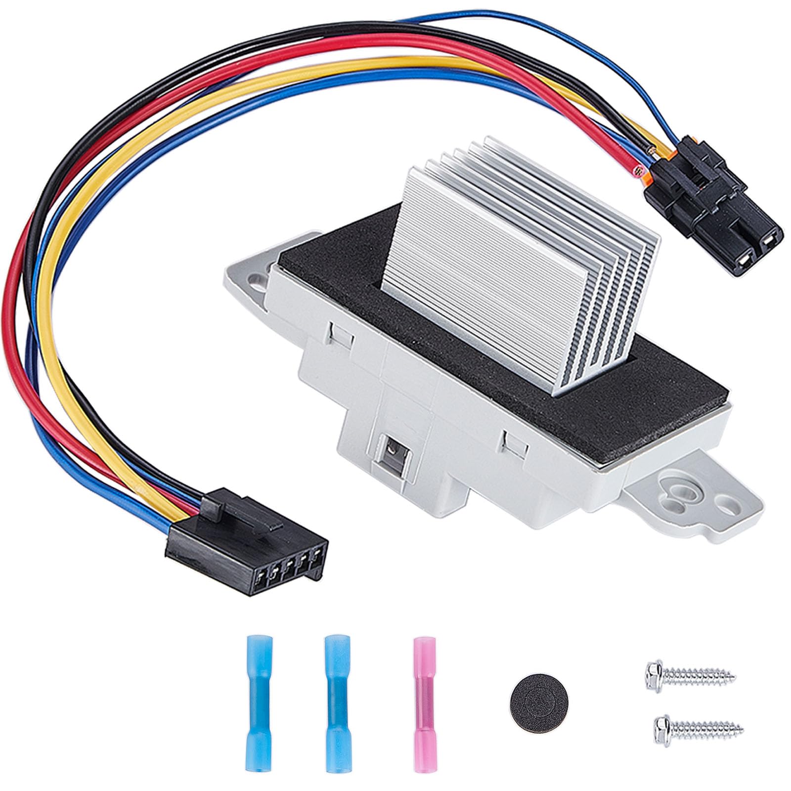 HVAC Fan Blower Motor Resistor Kit with Harness 15-81773 Compatible with Chevrolet Chevy Silverado Tahoe Suburban Avalanche Trailblazer GMC Sierra Envoy Yukon XL Replaces 89018778, 89019351, RU-631