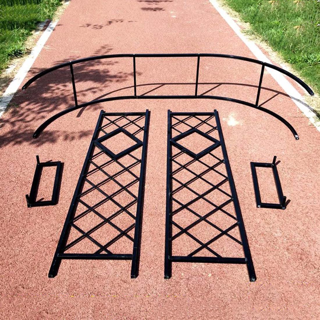 Metalowa kratka ogrodowa 2,30 m na róże i rośliny pnące, czarna, 340 x 230 cm - idealna dekoracja ślubna na zewnątrz i wsparcie patio do ekspozycji kwiatowych