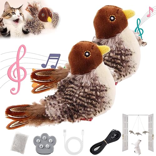 Viralhuntz Cat Toy, Interactive Cat Toy With Wing Movement, Simulation Electric Sparrow Shaking Bird