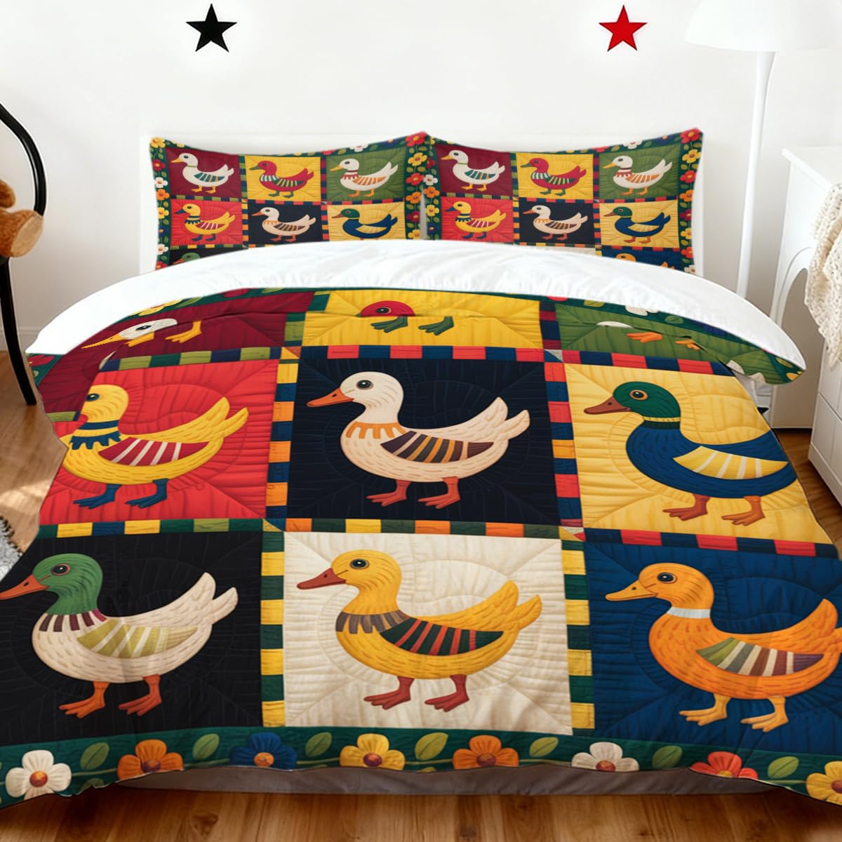 BlessLiving Dcarf Ducks Single Quilt Duvet Cover Set Single