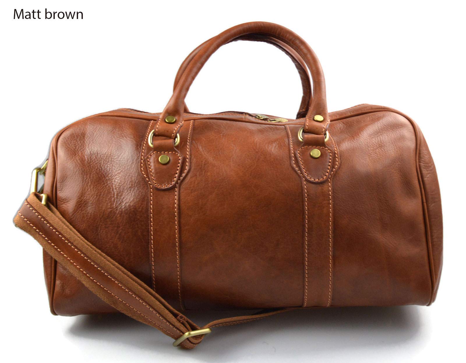 Bolso de viaje deportivo mujer hombre marron bolso de cuero con asas y correa de piel genuina bolso de mano de viaje bolso de espalda