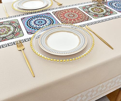 Miniatura 3 de Zobesta Manteles de vinilo azul para mesas rectangulares, mantel impermeable de plástico y PVC, mantel impermeable para mesas rectangulares de 8