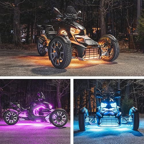 Miniatura 3 de LEDGlow Kit de iluminación LED de neón de 20 piezas avanzadas de millones de colores para motocicletas Can-Am Ryker, función de luces de freno
