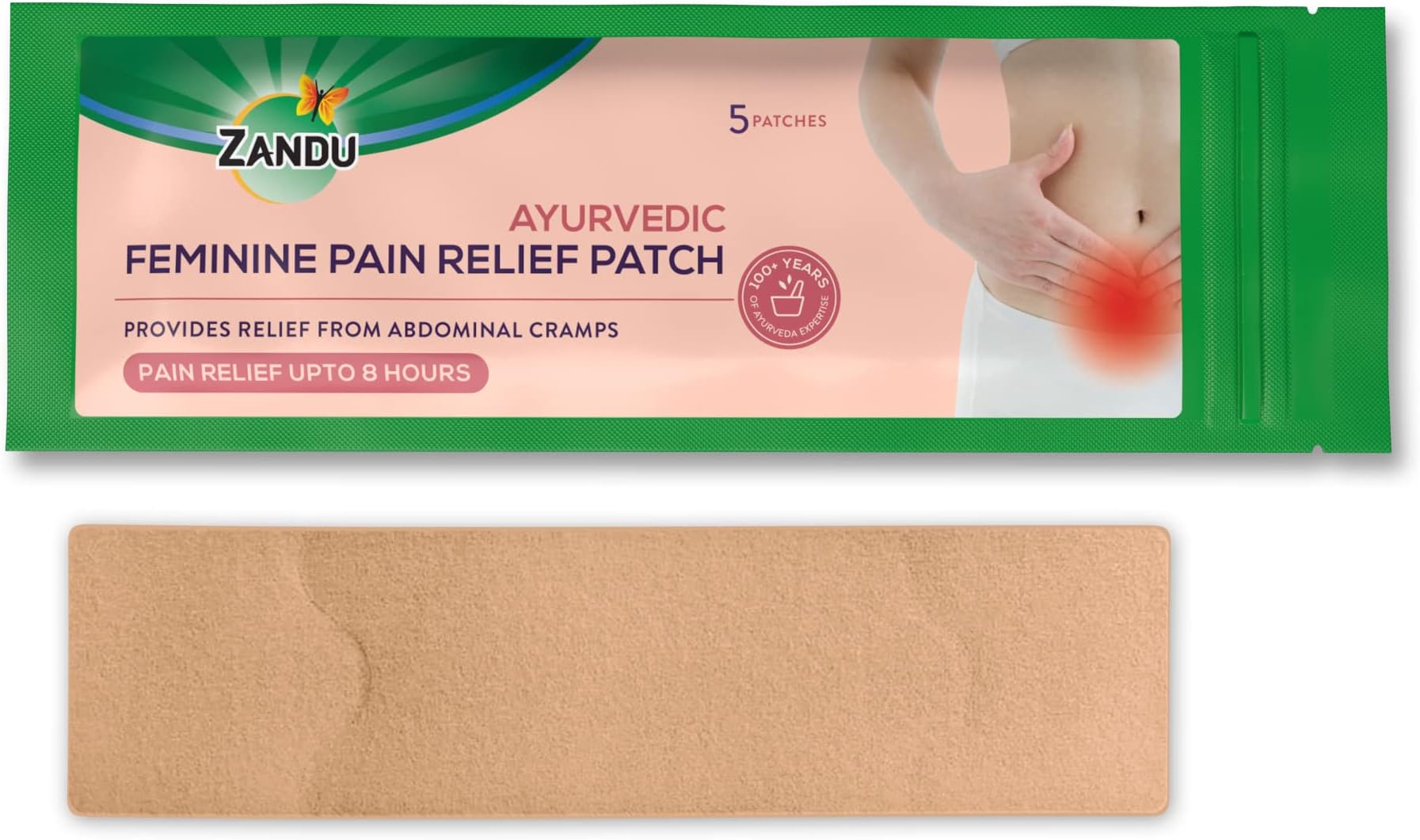 Zandu Ayurvedic Feminine Pain Relief Patch(Pack Of 5 Patches) - A Specially Designed Pain Relief Patch For Helping Relieve Abdominal Cramps & Back Pain Massager |Easy To Apply & Carry,Multicolour