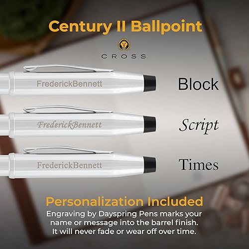 Vista 10 de Bolígrafo Cross Century II grabado en acabado lacado negro con borde dorado. Bolígrafo de regalo grabado de lujo para graduación, premios