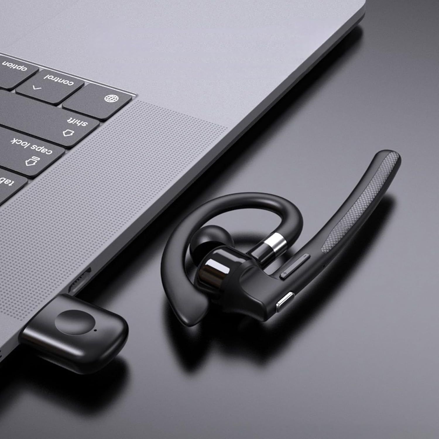 LICAEVEY Bluetooth Headset, Single Ear Wireless Headset with Noise Cancelling Microphone and USB Dongle, for Truck Drivers and Office Workers