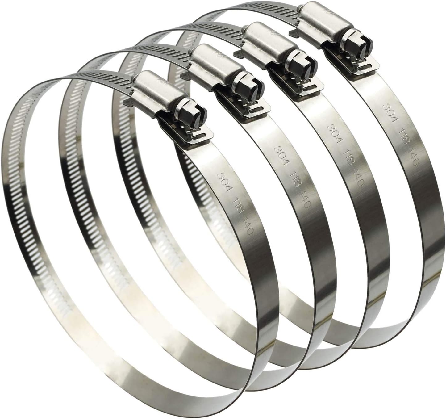 4Pcs 6" Adjustable 304 Stainless Steel  Hose Clamps