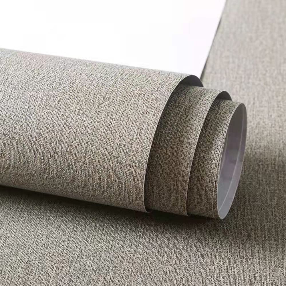 Papier peint autocollant lin gris foncé 40x500cm pour rénovation de meuble