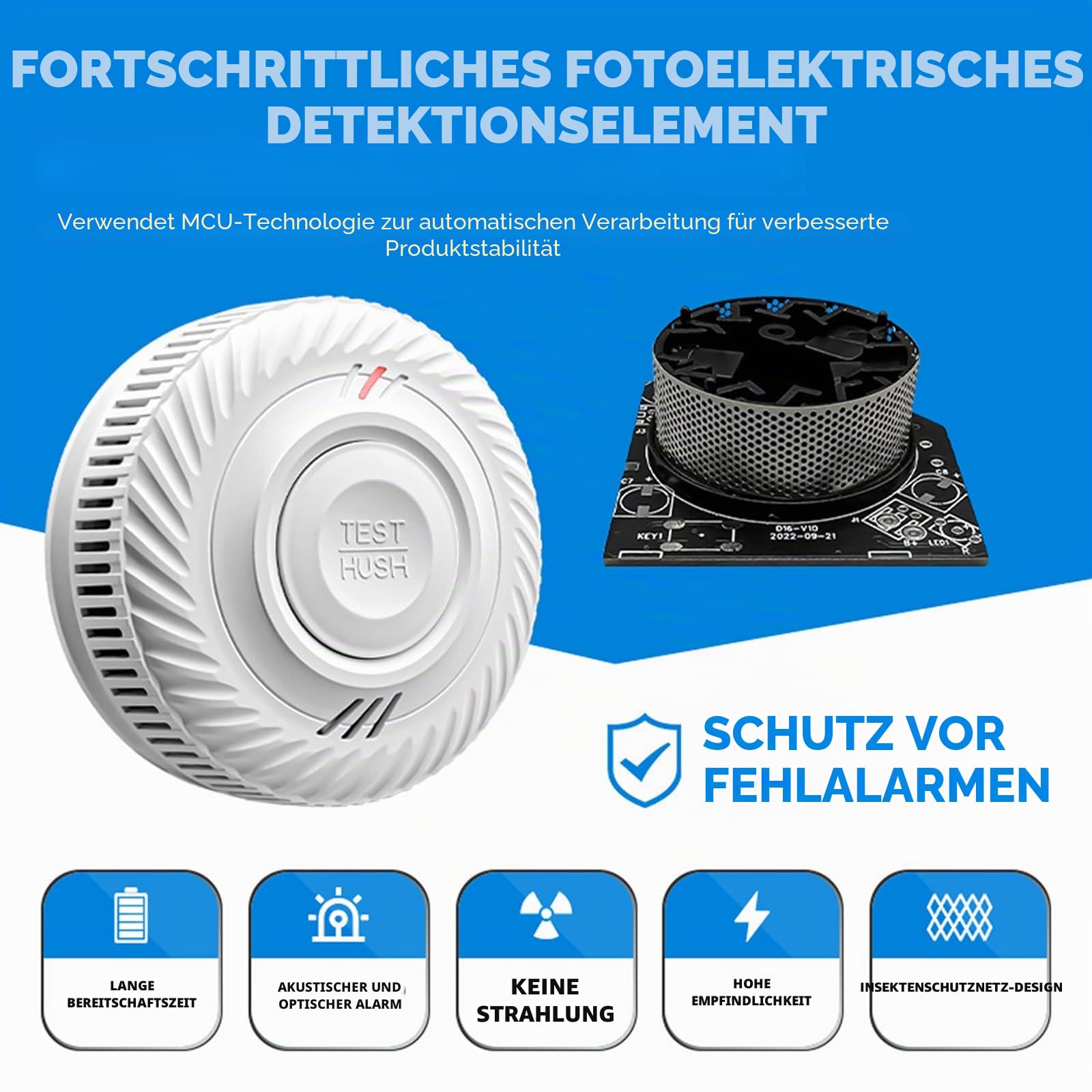 Smart Rauchmelder,WLAN-Rauchmelder, kompatibel mit Tuya/Smart Life APP，Kein Gateway erforderlich ，85 dB Warnsignal, vernetzter Mini-Rauch- und Feuermelder,S100B-CR-W (4er Pack)