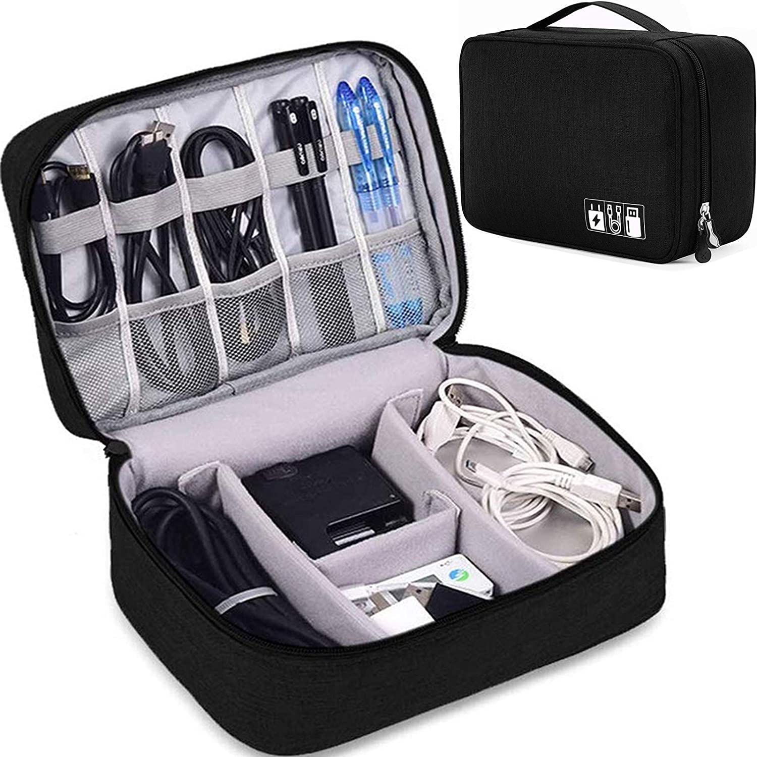 Gvnd Electronics Accessories Organizer Bag, Universal Travel Digital Accessories Storage Bag for Charger, Cables, Earphone, Ipad Mini, iPhone, Cord, Customize Inside with Dividers-24.5 * 18.5 * 10cm (B0B51XR6B7) Amazon Price History, Amazon Price Tracker