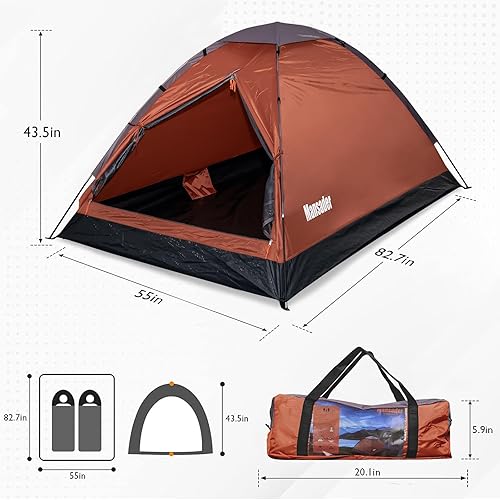 Miniatura 2 de Mansader Tienda de campaña para 2 personas, impermeable, ligera, portátil, para acampar al aire libre, senderismo, viajes