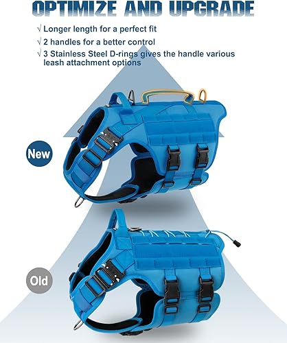 Miniatura 2 de PETNANNY Arnés táctico para perros, chaleco para perros de razas grandes, panel de gancho y bucle para parches para perros de servicio, chaleco
