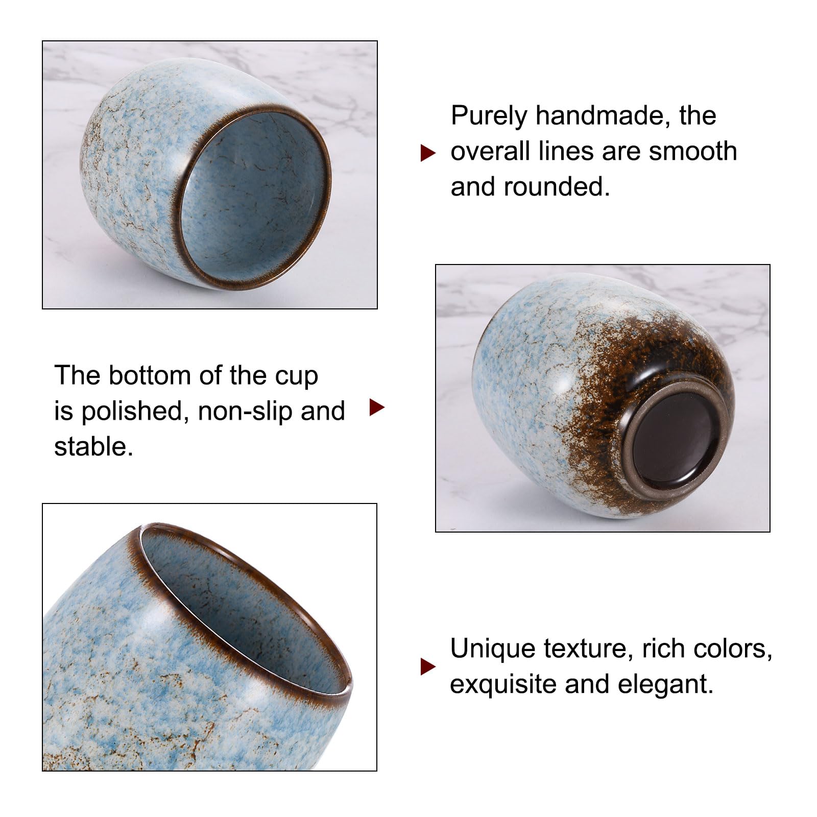 sourcing map Tazze da tè in ceramica cinese da 163 g, tradizionale Gong Fu, tazza da tè giapponese senza manico, piccola tazza da caffè per tè, caffè, vino, bevande, azzurro