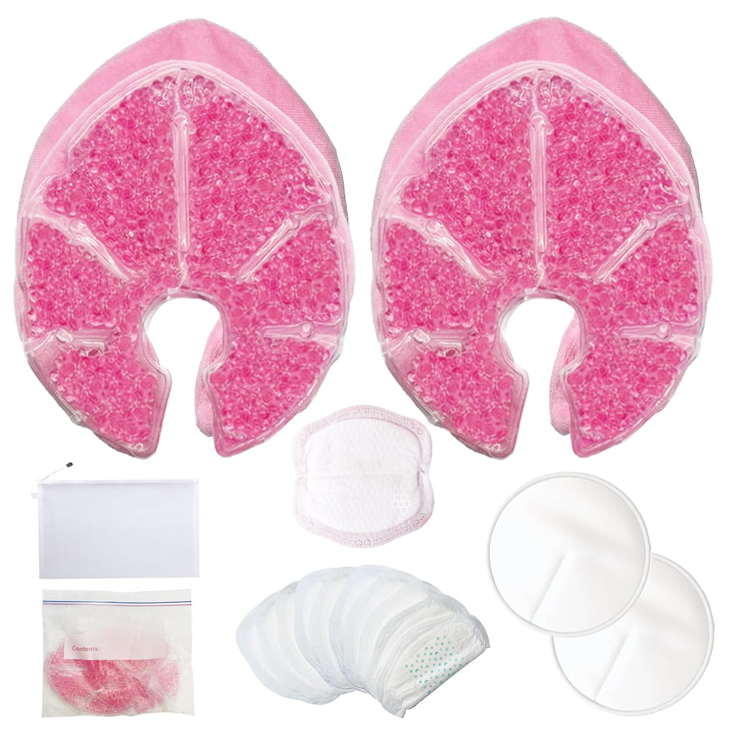 Breast Therapy Packs-Reusable Hot and Cold Nursing Pads with 2 Soft Covers,2pcs Washable Breastfeeding Pads, 6pcs Disposable Nursing Pads, Breastfeeding Essentials for Moms