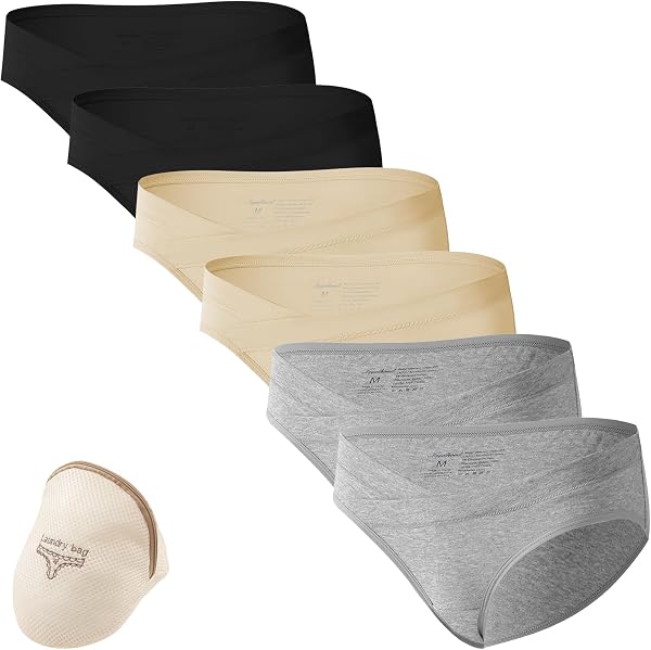 HBselect 6 Bragas Embarazadas Algodon U Forma Braguitas para Premamá Cintura Bajo Bragas Maternidad - 1