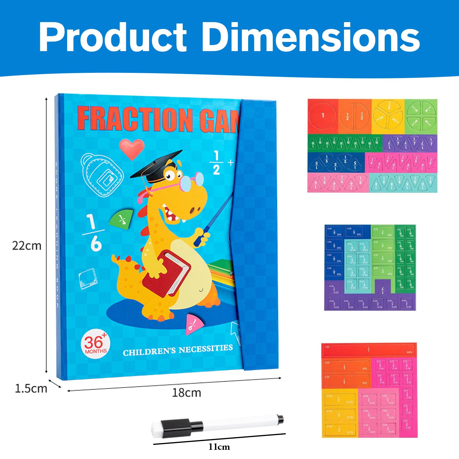 Mathematik Ressourcen,Magnetischer Bruchrechnen Demonstrator Bruchfliesen & Bruchkreise als Bruchlernset Bruchscheiben für den Homeschooling-Unterricht