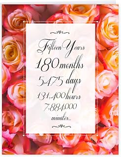 NobleWorks Jumbo 15th Wedding Milestone Anniversary Notecard 8.5 x 11-15 Years of Married Couples from All of Us - Year Time Count 15 J9436MAG-US
