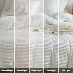 WARMDERN Boho Duvet Cover Set Queen Size,White Striped Duvet Cover Microfiber Bedding Set,3PCS Ultra Soft Breathable Lightweight Tuft Texture Pattern Duvet Covers with Zipper Closure(White,Queen)