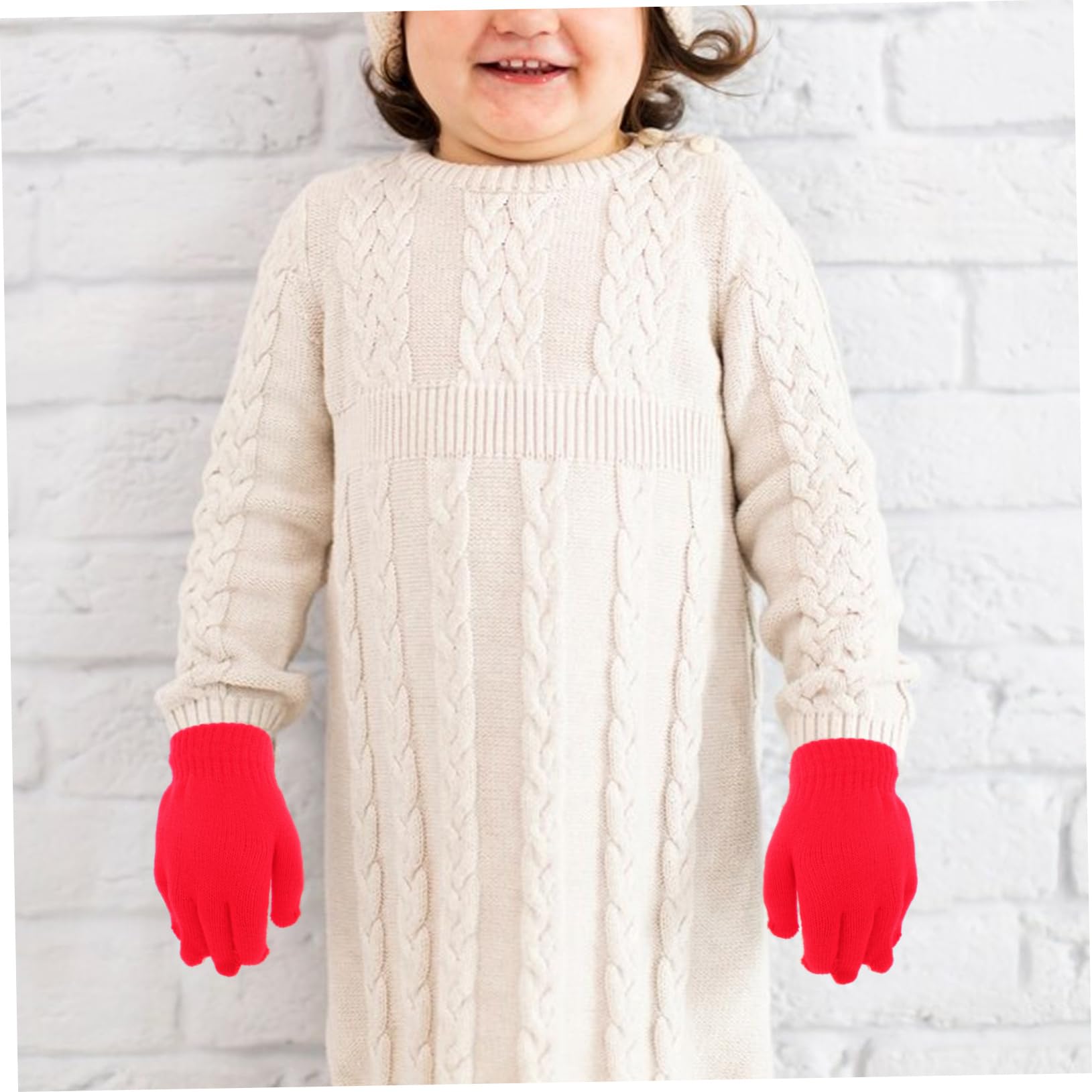 CALLARON Guantes de Invierno de Punto Rojo para Niños de 4 a 12 Años Diseño Sencillo y Ligero Cálidos y Elásticos para Actividades al Aire Libre y Viajes