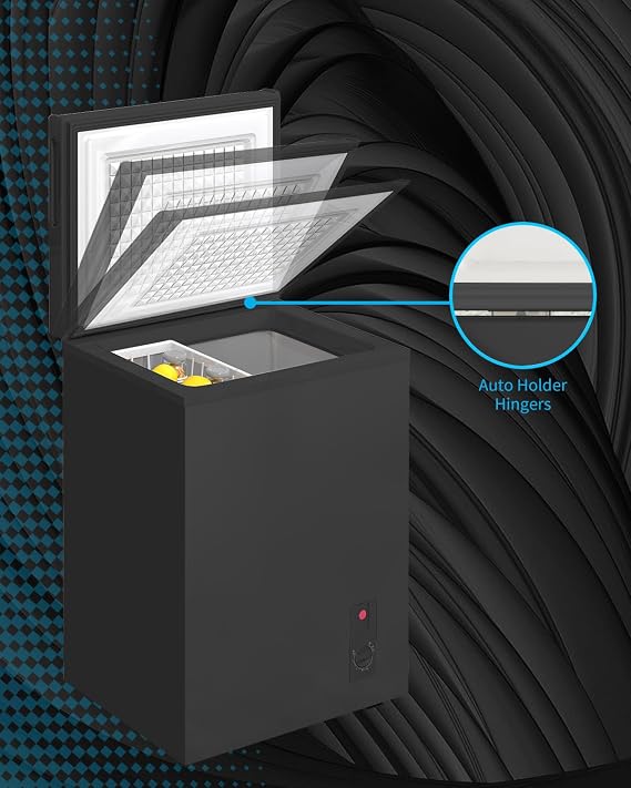 3.5 Cubic Feet Chest Freezer, Top Opening Deep Freezer, Compact Chest Deep Freezer with Removable Basket, 7 Level Adjustable Thermostat (Black, 3.5 Cu.Ft.)