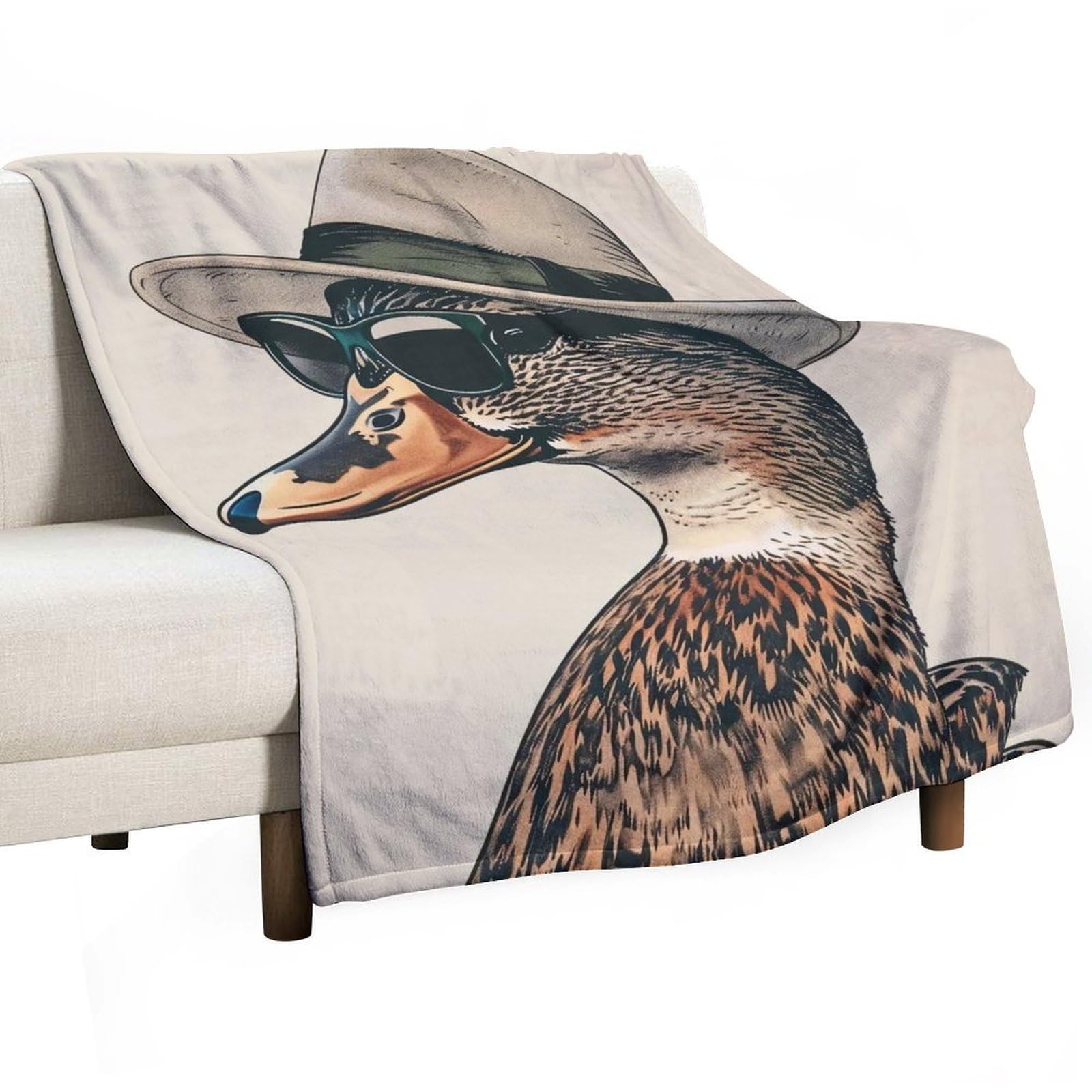 YHGSREUOH Detective Cool Duck Fedora Sunglasses (1) Flannel Blankets Fleece Soft Throw Lightweight Plush Gifts for Couch, Bed, Cozy Sofa Plush, Chair, Lovers 150x200cm(60x80in)