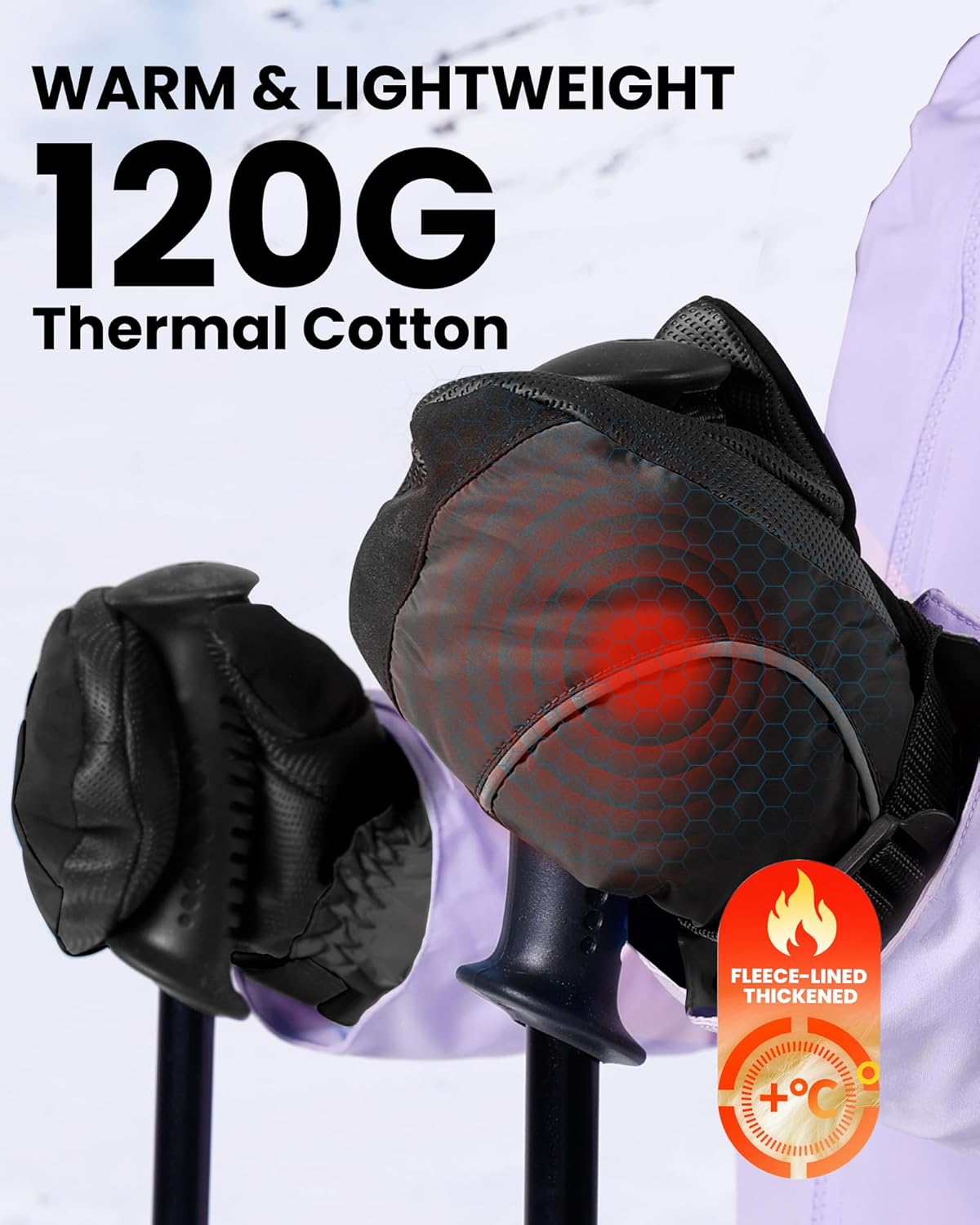 OutdoorMaster Kids Ski Mittens, Ski Winter Waterproof Thermal Snow Gloves for Boys & Girls, Skiing, Snowboard, Winter Sports - Image 2