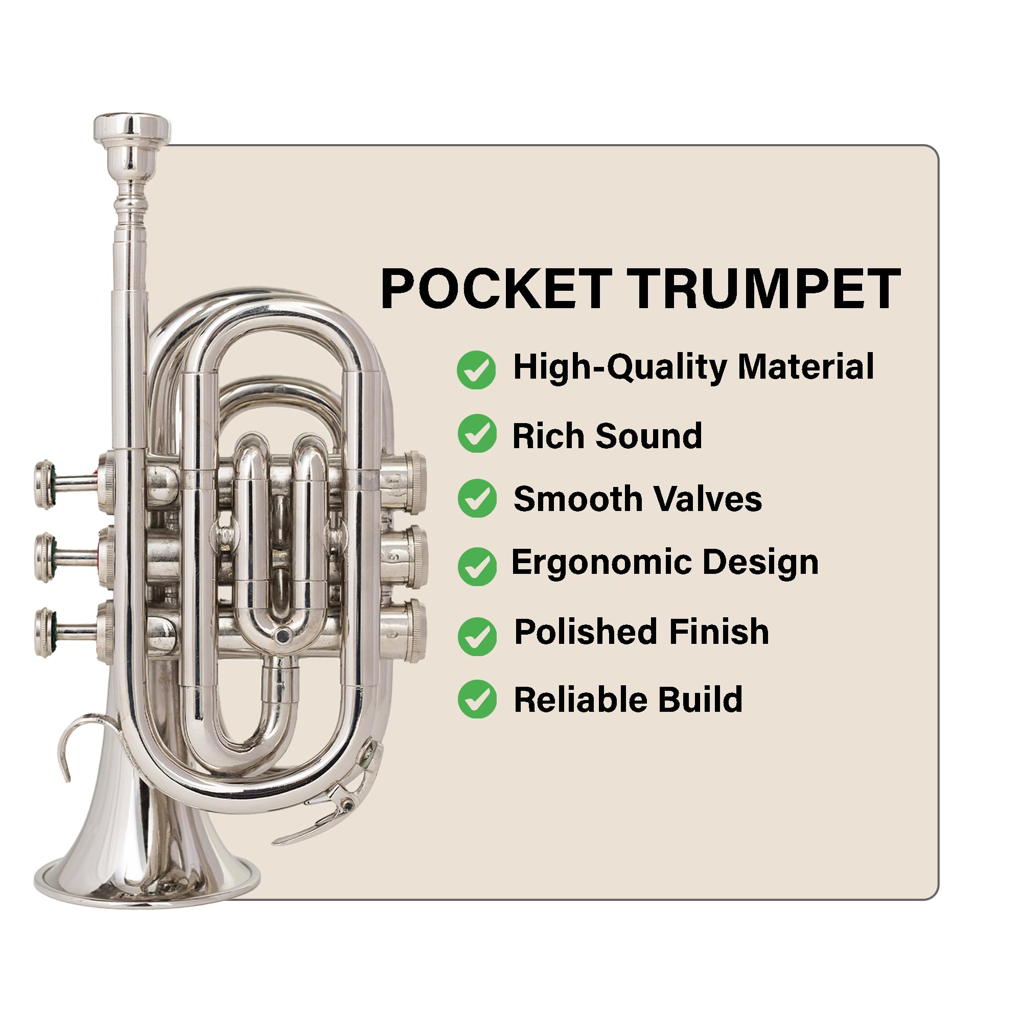 Queen Messing Taschentrompete chrom Finish BB-W/Fall + MP silber
