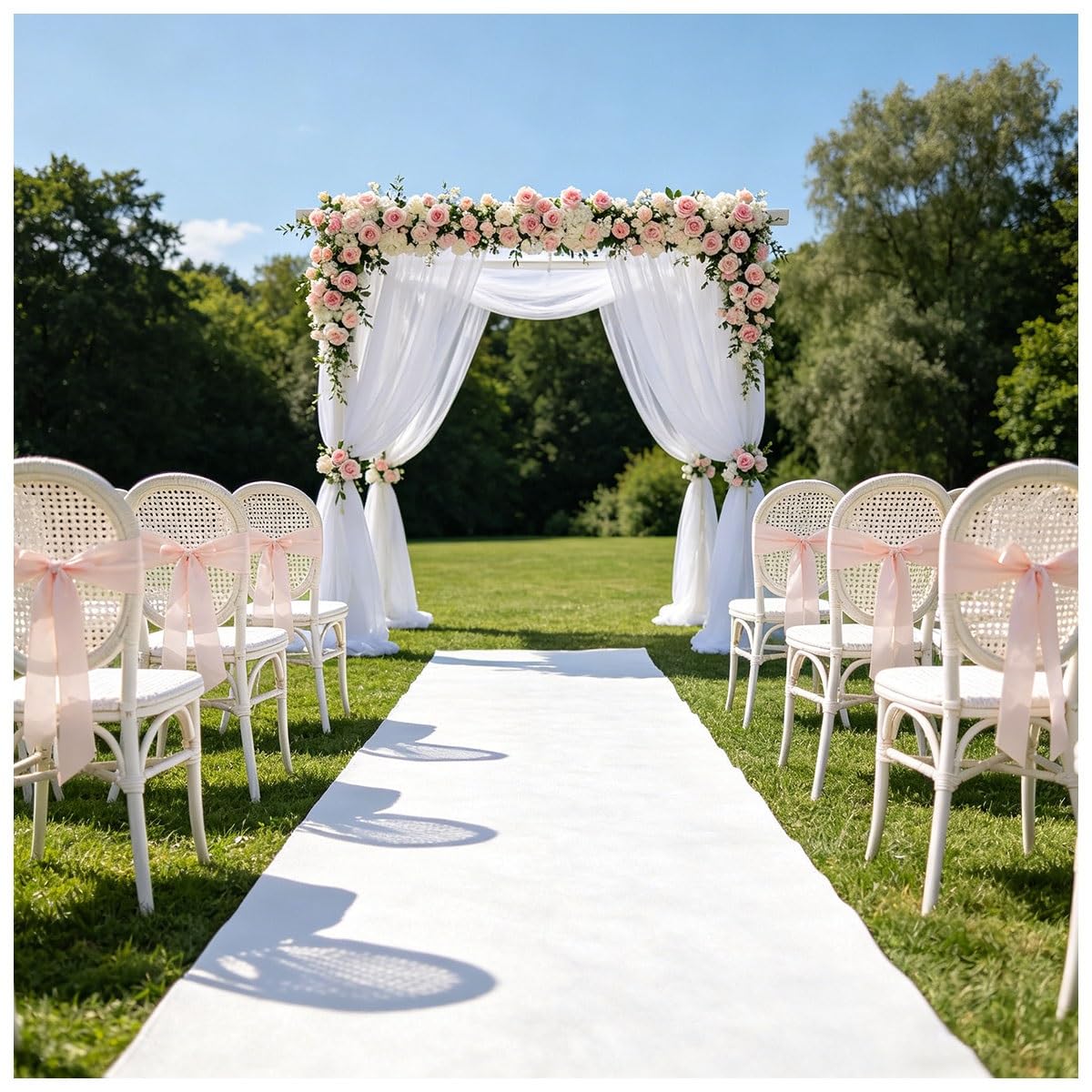 Passatoia Bianca for Cerimonie Nuziali, Tappeto Spesso di Alta qualità for celebrazioni Speciali in Garden Beach(1.2mx10m/3'11"x32'10")