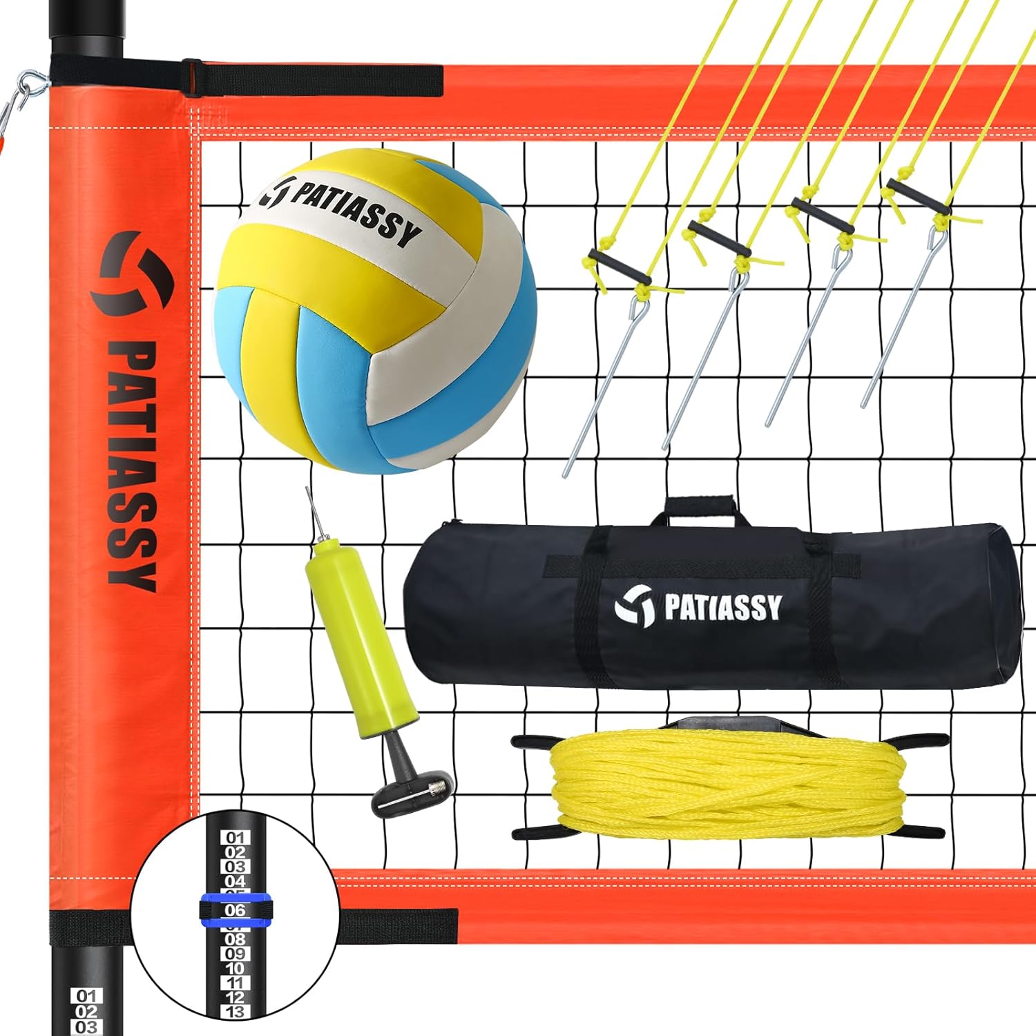 Patiassy Outdoor Portable Volleyball Net Set System for Backyard