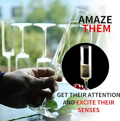 Miniatura 3 de YINUOWEI Copas de champán  Juego de 8 copas de champán de cristal sopladas a mano, elegantes sin plomo, regalos premium para bodas, aniversarios,