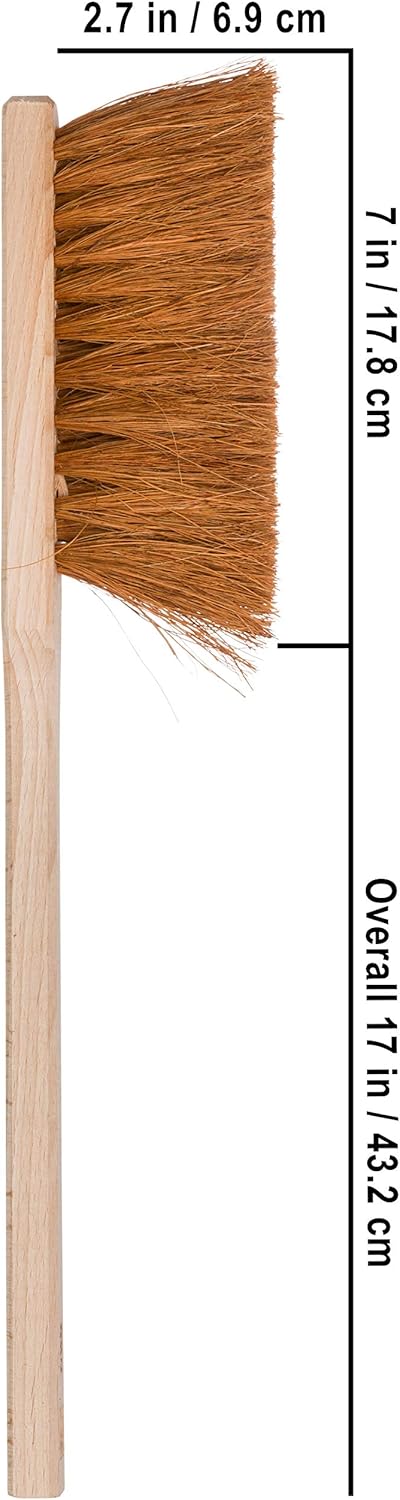 Redecker BBQ Hand Brush for Cleaning Gas Grills, Extra-Long Untreated Beechwood Handle with Heat-Resistant Coconut Fiber Brush Head, Hanging Loop, 17-inches, Made in Germany