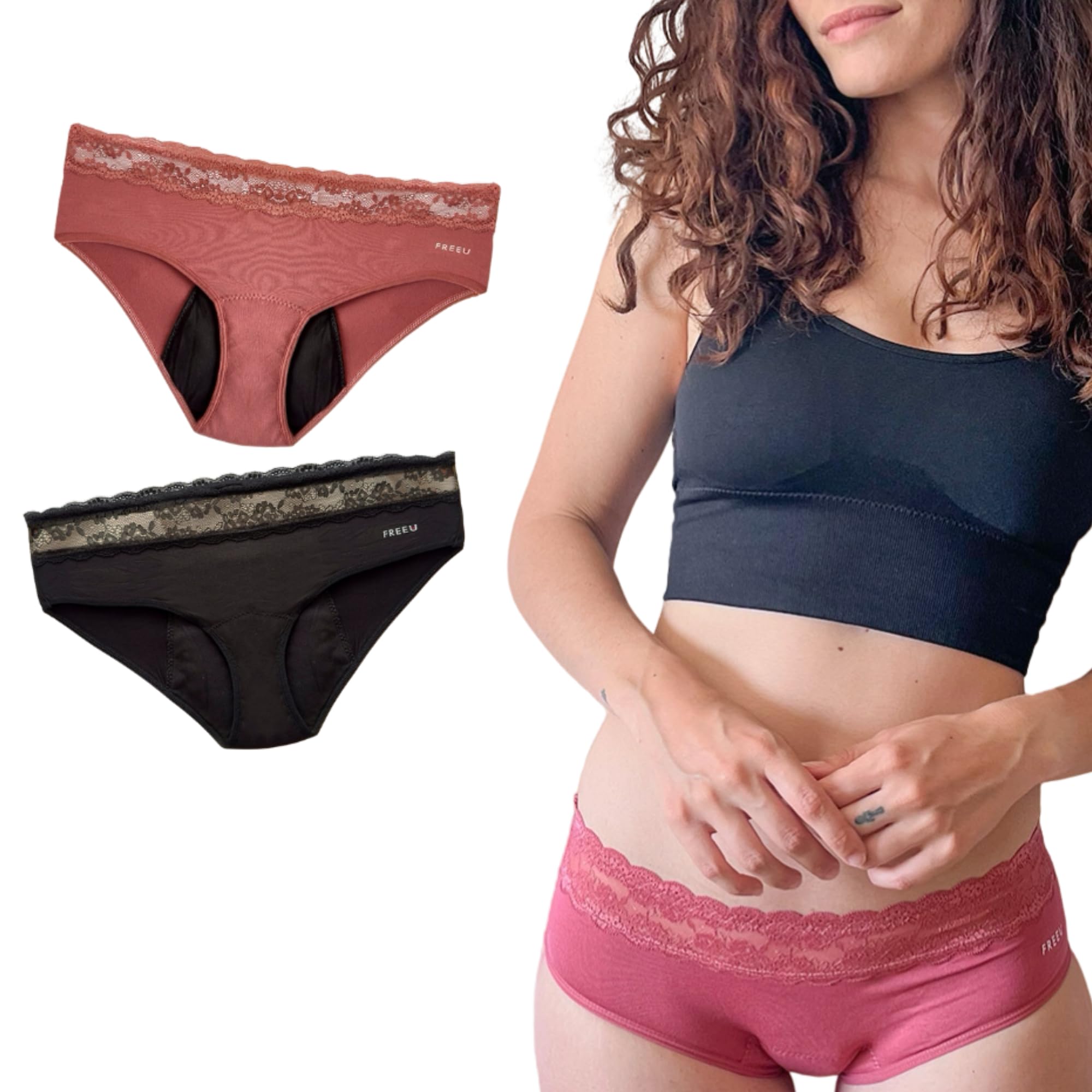 ANAISSA Pack 2 Bragas Menstruales Lola de Bambú Orgánico para Flujo Abundante - Reutilizables, Absorbentes y Sostenibles