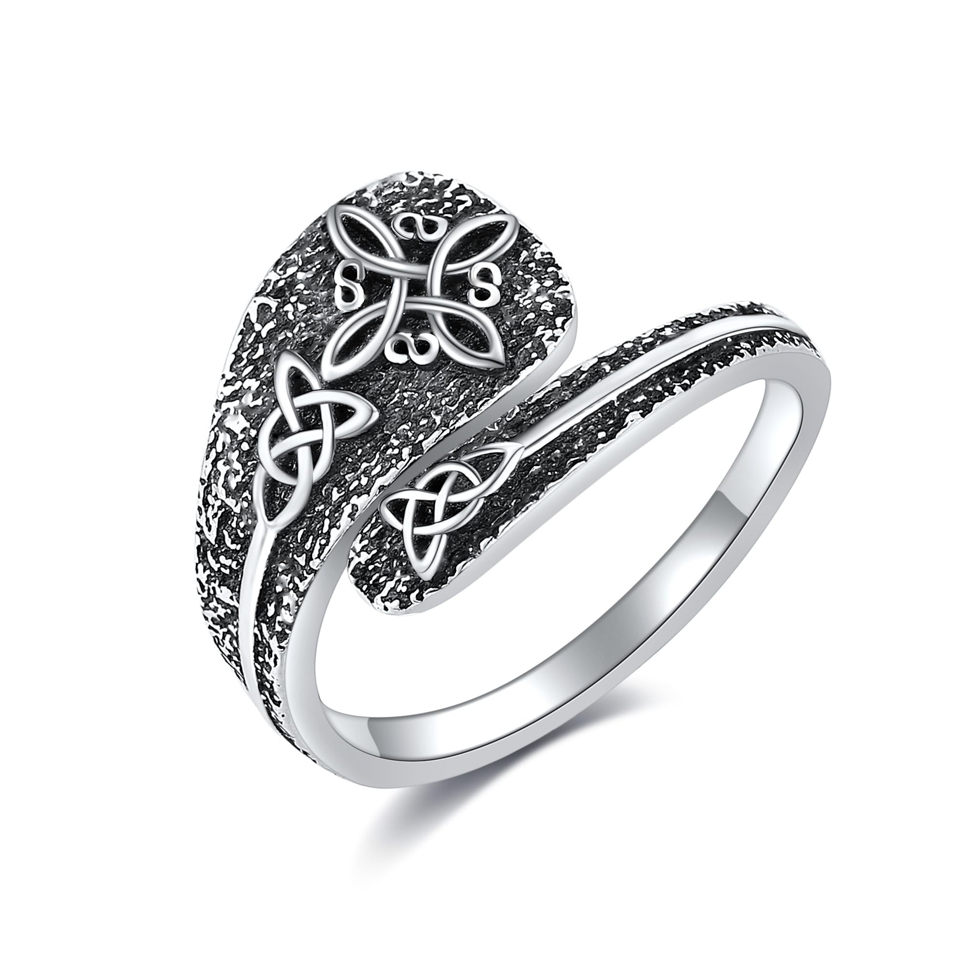 DAYLINLOVE Hexen Knoten Ring 925 Sterling Silber Nudo De Bruja Keltische Knoten Löffel Ring Irish Wicca Hexe Schmuck Geschenke für Frauen