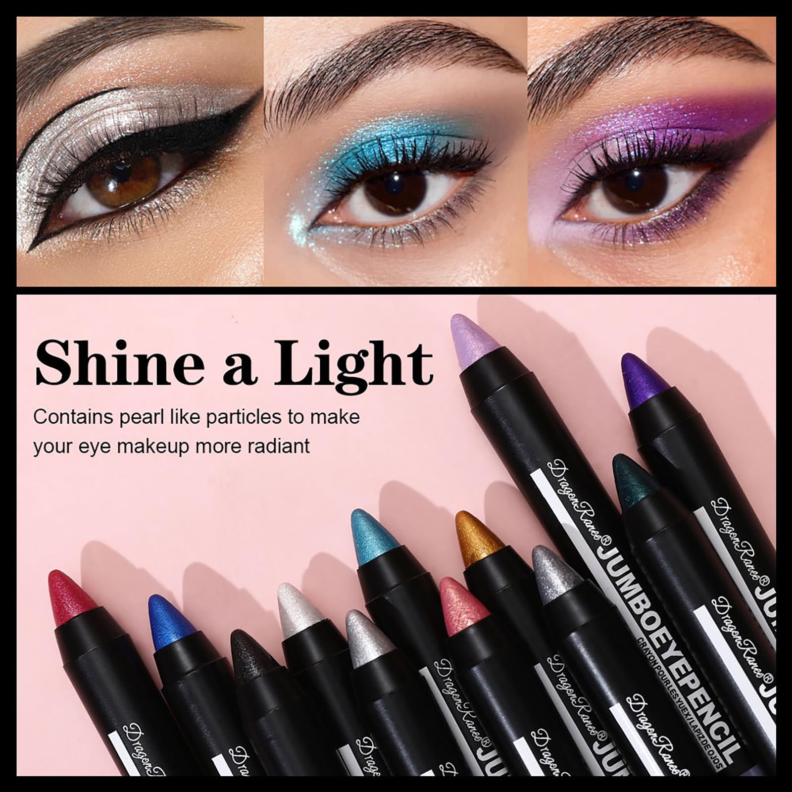RoseFlower Eyeshadow Shimmer Stick, 12 Colors Highlighter Eyeshadow Stick Set - Image 4